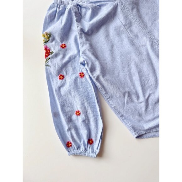 VELVET GRAHAM & SPENCER Arabelle Chambray Embroidered Peasant Blouse, Size M - Picture 9 of 16